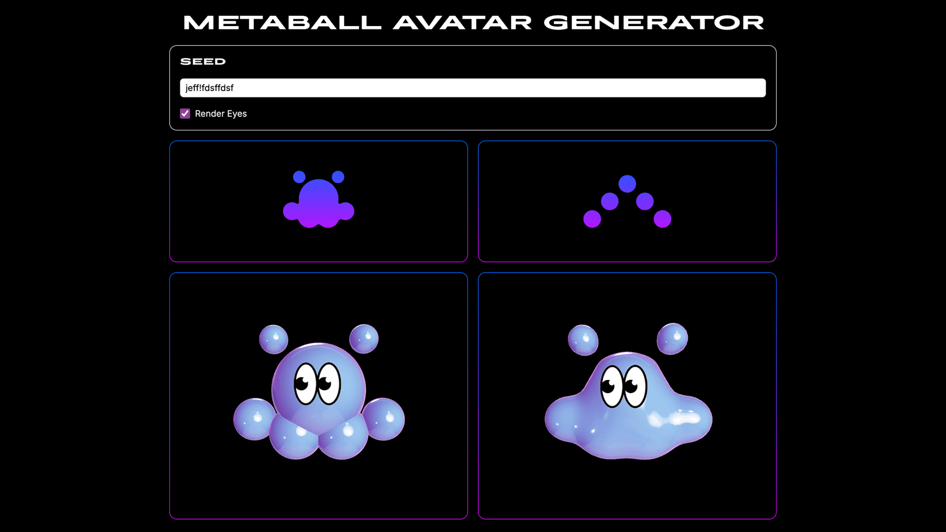 Metaball Avatar Generator